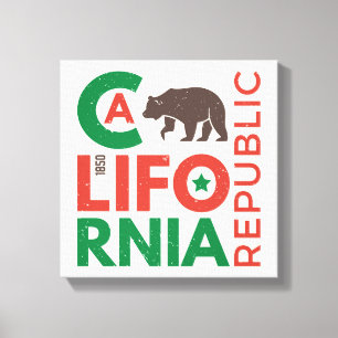 Kalifornien mit Grizzlybär-Logo Leinwanddruck