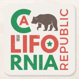 Kalifornien mit Grizzlybär-Logo Rechteckiger Pappuntersetzer