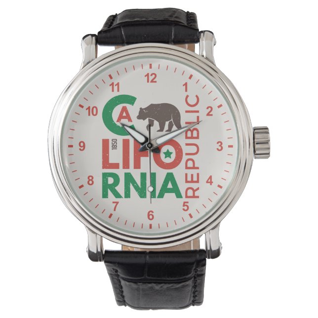Kalifornien mit Grizzy-Bären-Logo Armbanduhr (Vorderseite)