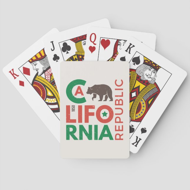 Kalifornien mit Grizzy-Bären-Logo Spielkarten (Rückseite)