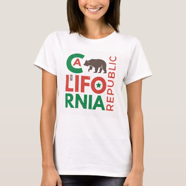 Kalifornien mit Grizzy-Bären-Logo T-Shirt (Vorderseite)
