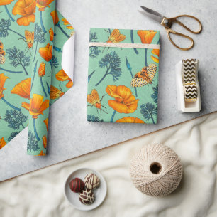 Kalifornien-Mohn und -Jade Geschenkpapier