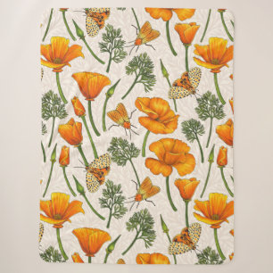 Kalifornien-Mohn und -Motten auf weiß 2 Sherpadecke