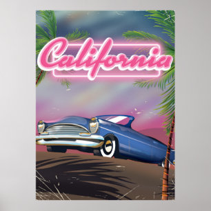 Kalifornien Neon Retro-Reiseposter Poster