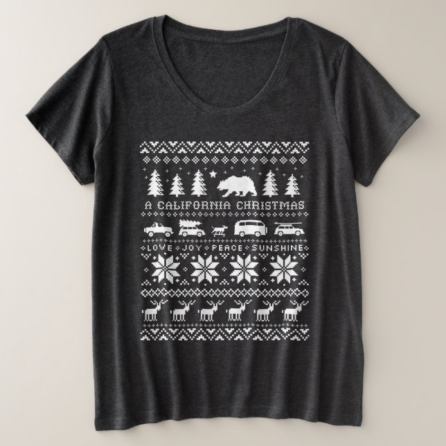 Kalifornien Niedliches Weihnachtsgeschmacksmuster Große Größe T-Shirt (Design vorne)