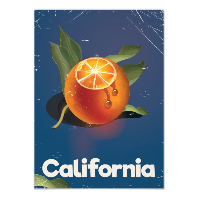 Kalifornien Orange Retro Style Urlaubsplaner Fotodruck (Vorne)