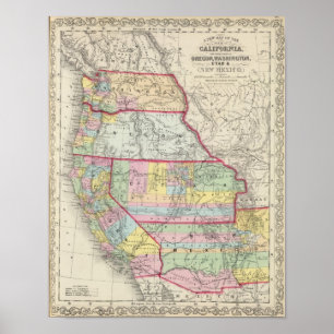 Kalifornien, Oregon, Washington, Utah, New Mexiko Poster