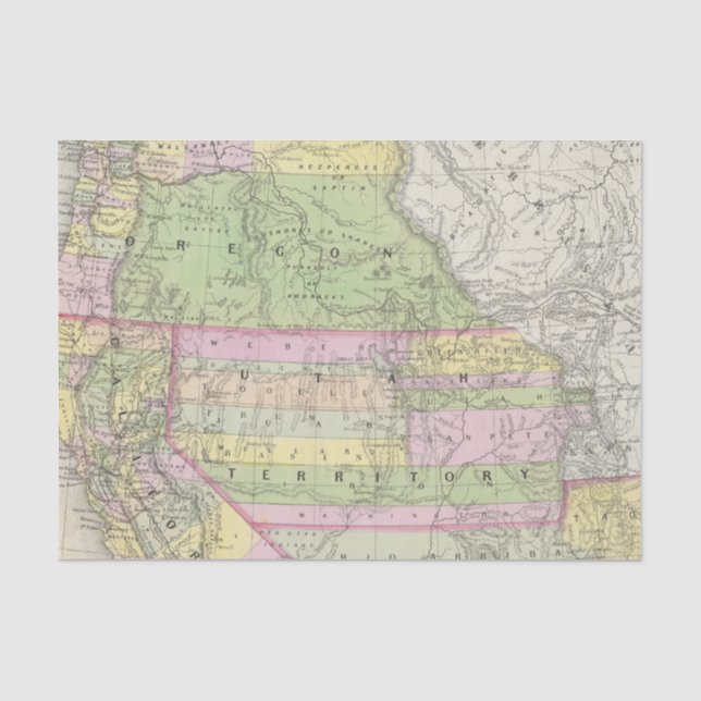 Kalifornien, Oregon, Washington, Utah, New Mexiko Seidenpapier (Vorderseite)