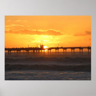 Kalifornien Pier bei Sonnenuntergang Poster