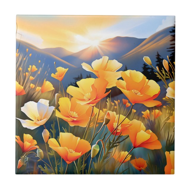 Kalifornien-Populationen auf einer hellen und ruhi Fliese (Vorderseite)