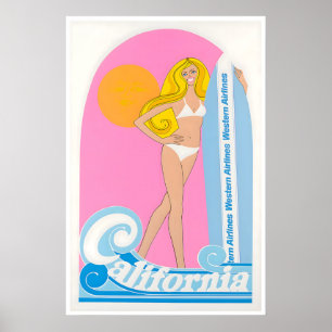 Kalifornien Reiseplakat Surfkunst Western Poster