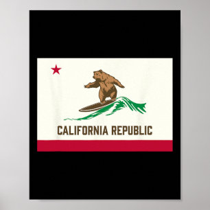 Kalifornien Republik Bär Surfen-Staatsflagge Inspi Poster