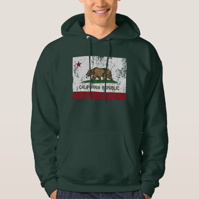 Kalifornien-Republik-Flagge beunruhigter Blick Hoodie (Vorderseite)