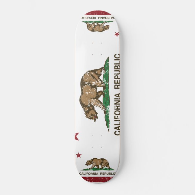Kalifornien-Republik-Flagge beunruhigter Blick Skateboard (Vorderseite)