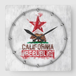 Kalifornien-Republik-Flaggen-Bär im Quadratische Wanduhr