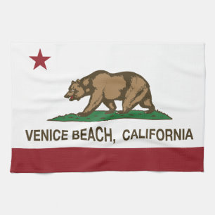 Kalifornien-Republik-Flaggen-Venedig-Strand Geschirrtuch