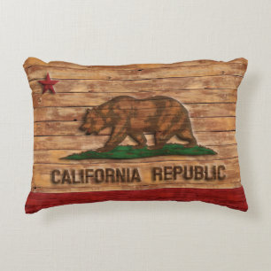 Kalifornien-Republik-Flaggen-Vintager hölzerner Zierkissen