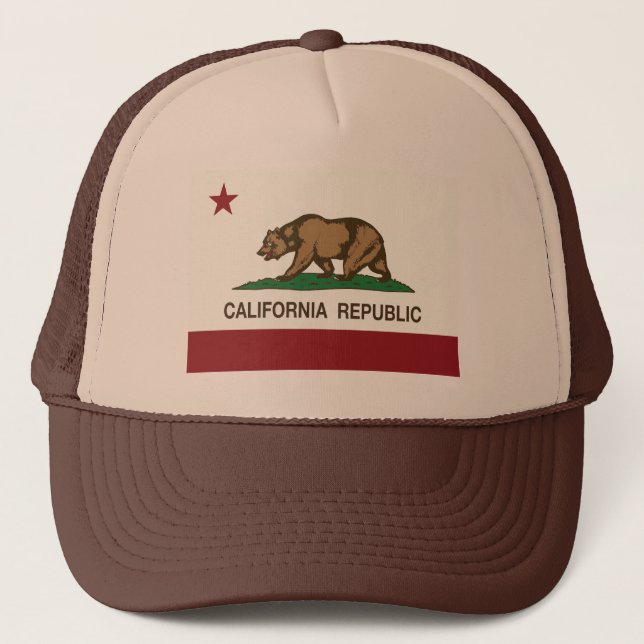 Kalifornien-Republik-Grizzlybär-Hut Truckerkappe (Vorderseite)
