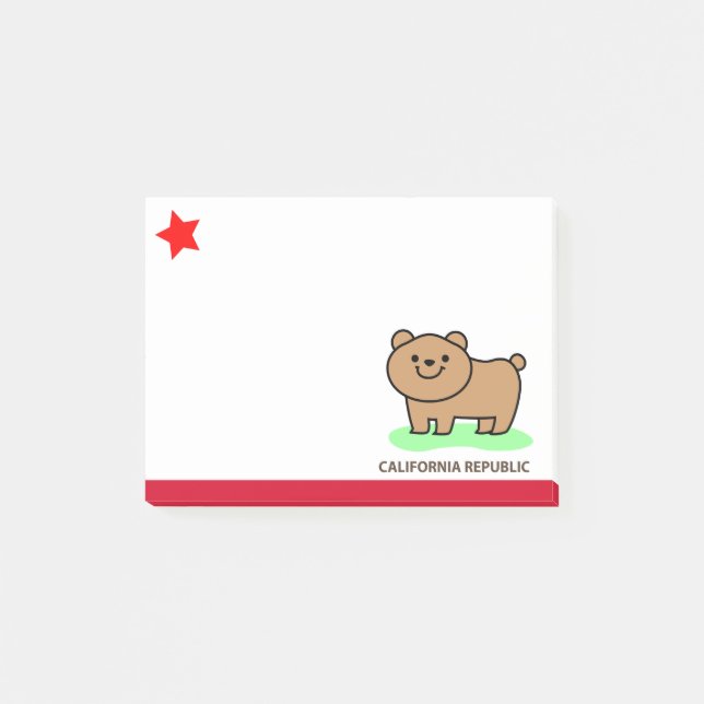 Kalifornien-Republik _niedlicher Bär Post-it Klebezettel (Vorderseite)
