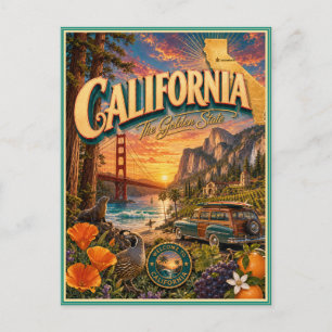 Kalifornien Retro-Reise-Souvenir-Postkarte Postkarte
