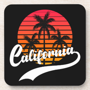 Kalifornien Retro-Sonnenuntergang und Palmbaum-Get Getränkeuntersetzer