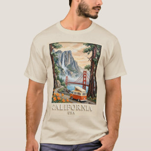Kalifornien-Roadtrip Vintage-3D-Landschaftstextur T-Shirt
