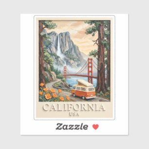 Kalifornien Roadtrip Vintage 3D Texturlandschaft Aufkleber