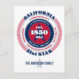 Kalifornien, Sacramento, CA, Patriotic, Monogramm Postkarte