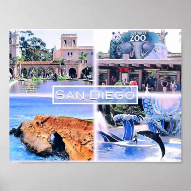 Kalifornien - San Diego - Mosaik - USA - Poster (Vorne)