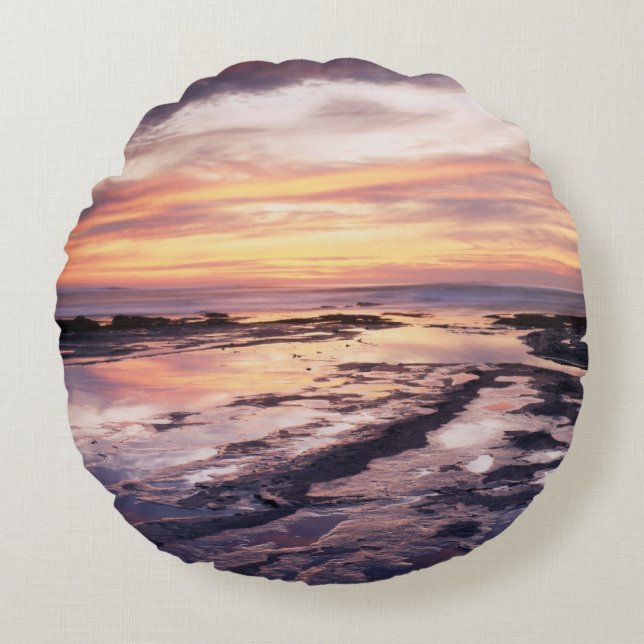 Kalifornien, San Diego, Sunset Cliffs, Sunset 1 Rundes Kissen (Vorderseite)