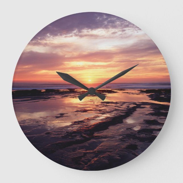 Kalifornien, San Diego, Sunset Cliffs, Sunset 3 Große Wanduhr (Vorderseite)