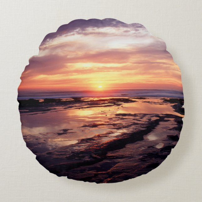 Kalifornien, San Diego, Sunset Cliffs, Sunset 3 Rundes Kissen (Vorderseite)