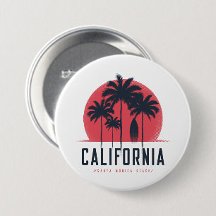 Kalifornien Santa Monica Beach Retro Palmenbaum Button
