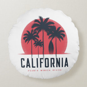 Kalifornien Santa Monica Beach Retro Palmenbaum Rundes Kissen