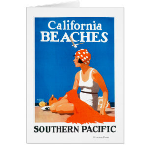 Kalifornien setzt förderndes Plakat auf den Strand