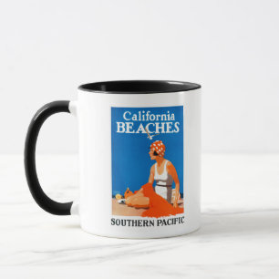 Kalifornien setzt förderndes Plakat auf den Strand Tasse