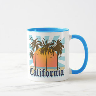 Kalifornien setzt Sonnenuntergang auf den Strand Tasse