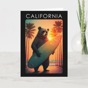 Kalifornien Shirt Cool Republik Bär Surfen Strand Karte