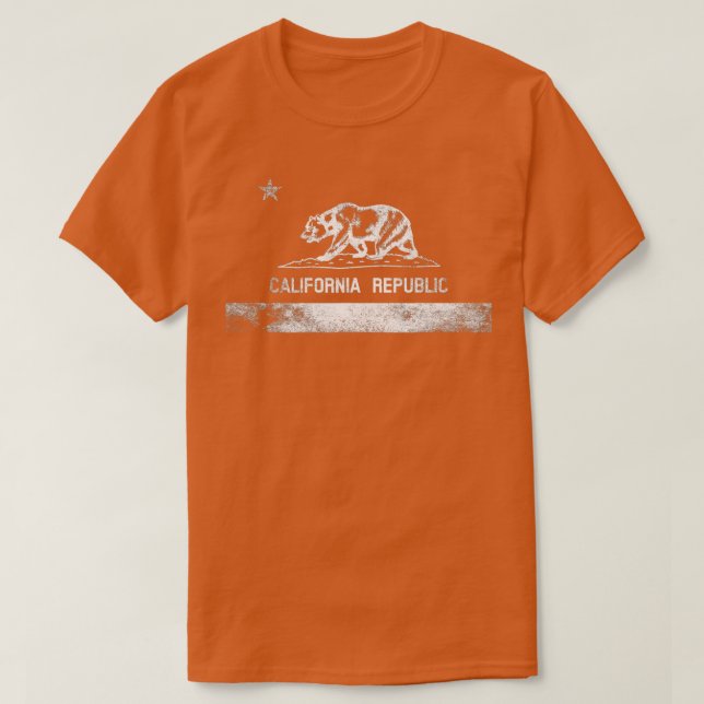 KALIFORNIEN STAAT FLAG GRIZZLY BEAR CALI DISTRESSE T-Shirt (Design vorne)