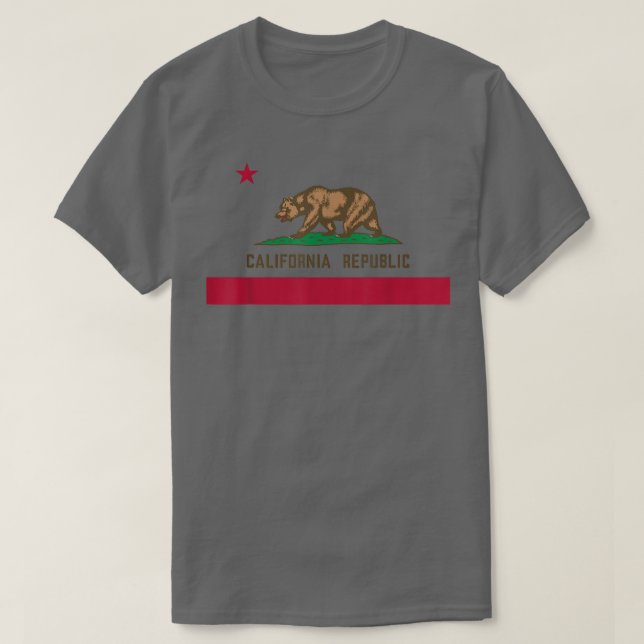 KALIFORNIEN STAAT FLAG GRIZZLY BEAR CALI DISTRESSE T-Shirt (Design vorne)