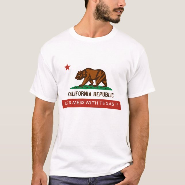 Kalifornien-Staatflagge, LIESS US MIT TEXAS T-Shirt (Vorderseite)