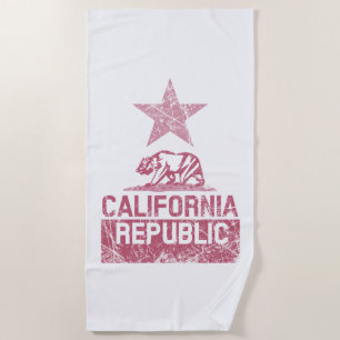 KALIFORNIEN - Staatliche Flag-Grunge-Stil Strandtuch