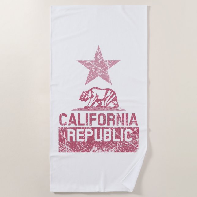 KALIFORNIEN - Staatliche Flag-Grunge-Stil Strandtuch (Vorderseite)