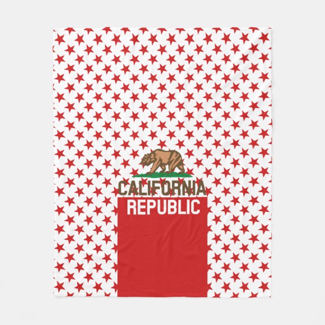 KALIFORNIEN - Staatliche Flagge - Red-Star-Design Fleecedecke (Vorderseite)