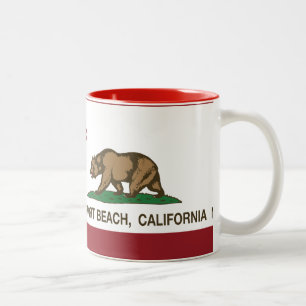 Kalifornien-Staats-Flaggen-Newport-Strand Zweifarbige Tasse