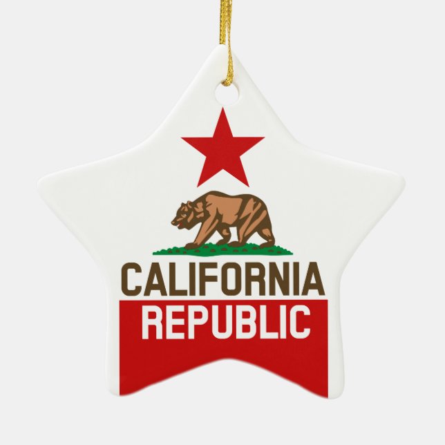 KALIFORNIEN Staatsflagge Großes Sternendesign Keramik Ornament (Hinten)