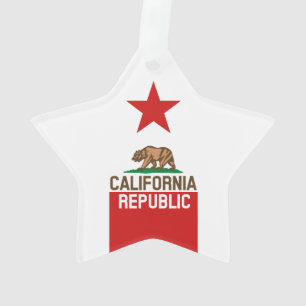 KALIFORNIEN - Staatsflagge Roter Star Ornament