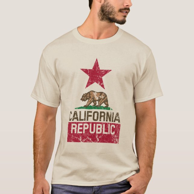 KALIFORNIEN - Stil der Staatsflagge T-Shirt (Vorderseite)
