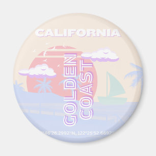Kalifornien, Strand, Art Reisen, Preppy, Pastell Magnet