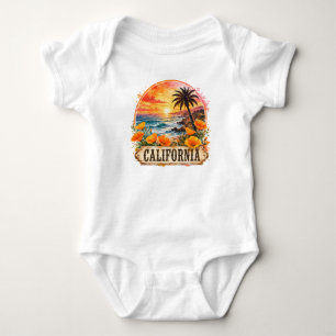 Kalifornien Strand Blumen Tropisches Aquarell-Desi Baby Strampler